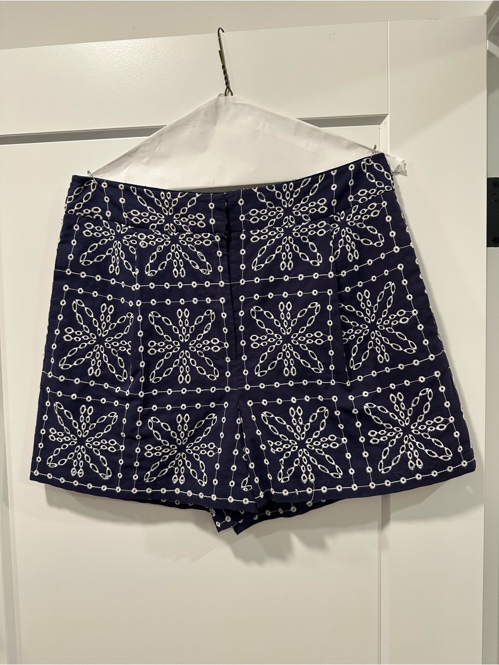 Navy Blue Embroidered Women’s Shorts